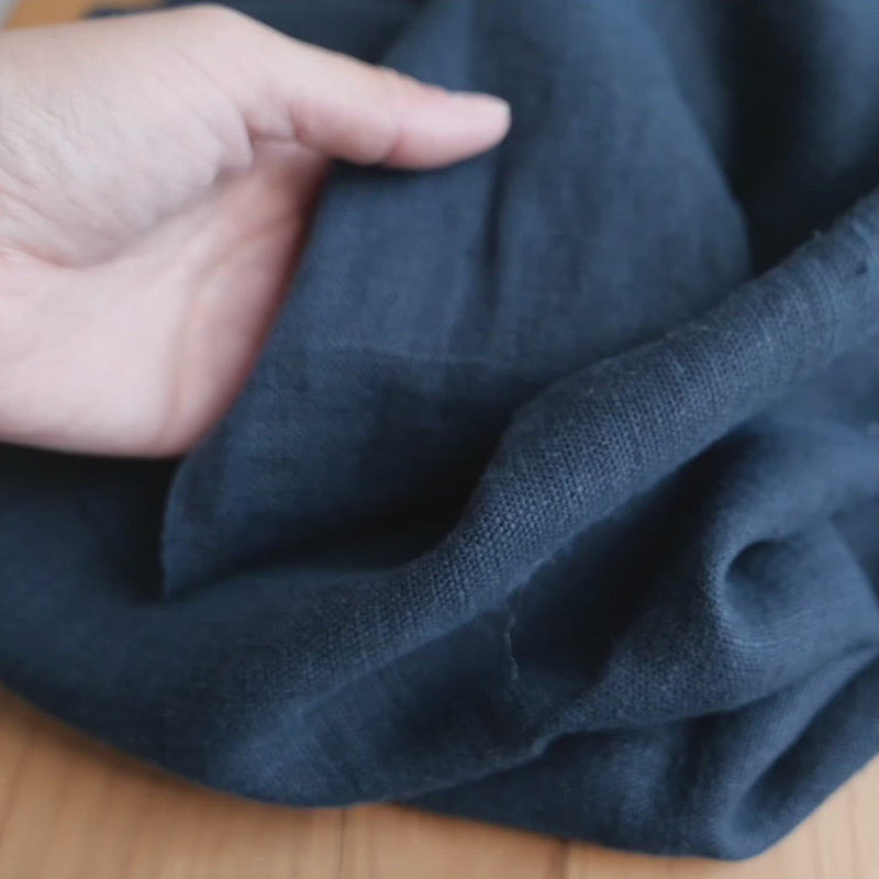 Dark blue fabric with a slubby texture.