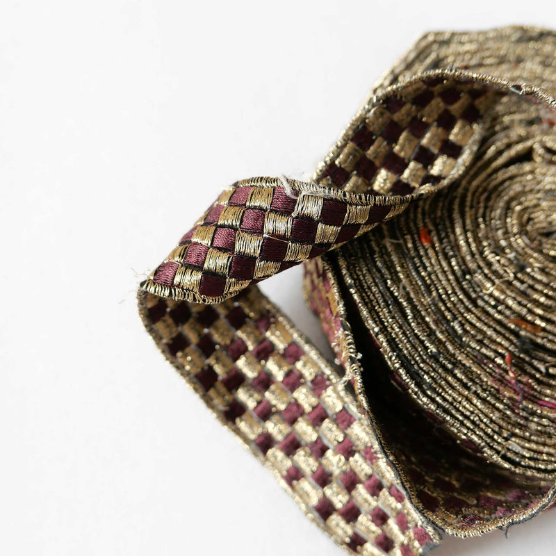 Purple & Gold Checkerboard Ribbon | Cloth House • Cloth House