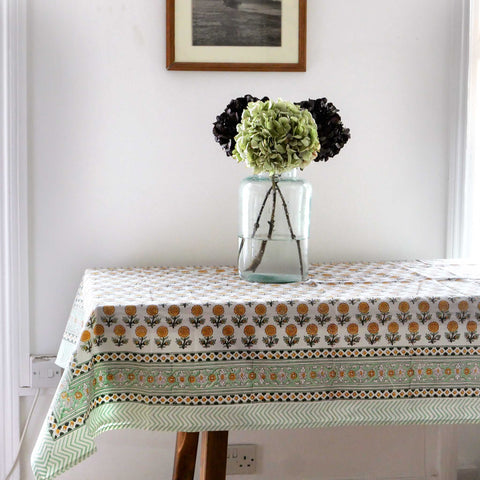 Small Block Print Tablecloth - Dandelion