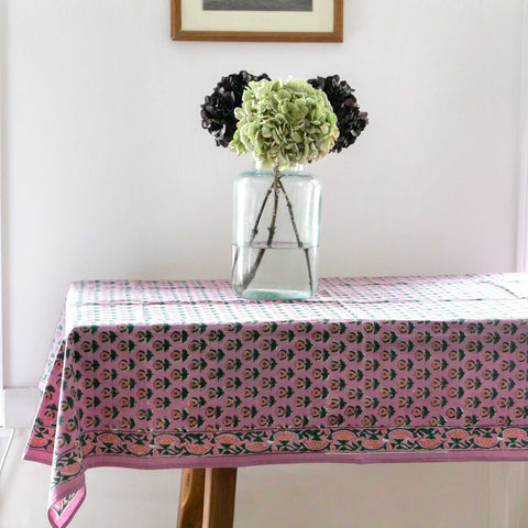 Small Block Print Tablecloth - Pansy