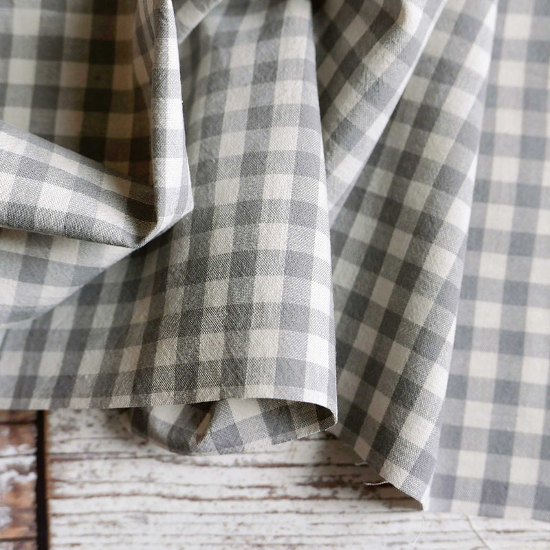 Grey Gingham Rug Grey & Cream Gingham Linen & Cotton Fabric | Cloth House • Cloth House