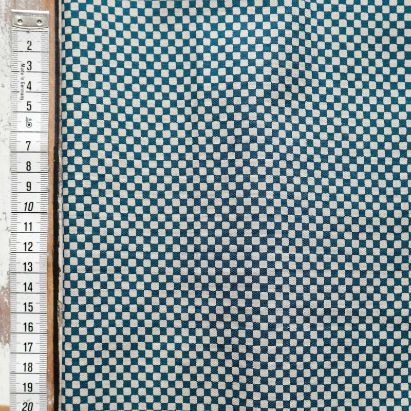 Checkboard Cloth Work Blue & Cream Checkerboard Print Cotton Fabric | Cloth House • Cloth House