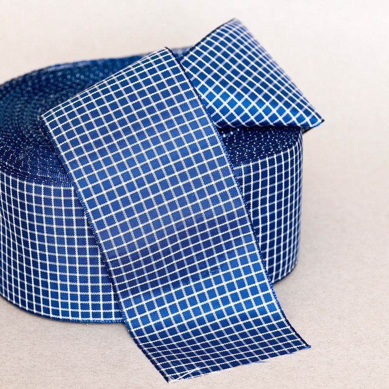 Wide Blue Checked Ribbon | Cloth House • Cloth House