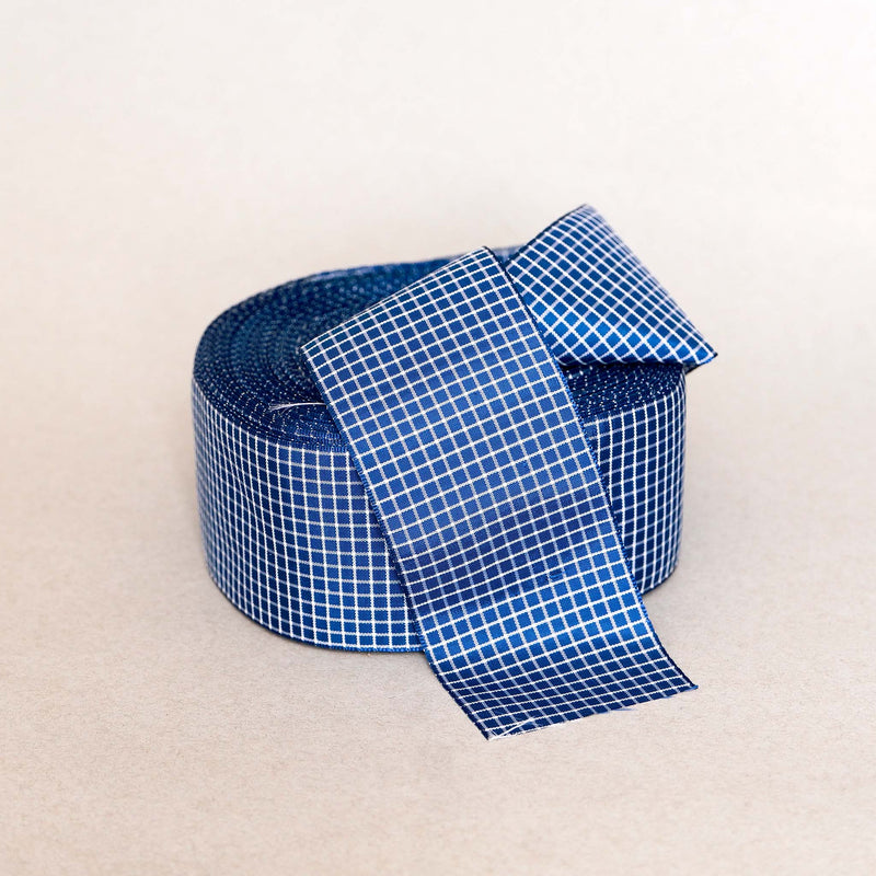 Wide Blue Checked Ribbon | Cloth House • Cloth House