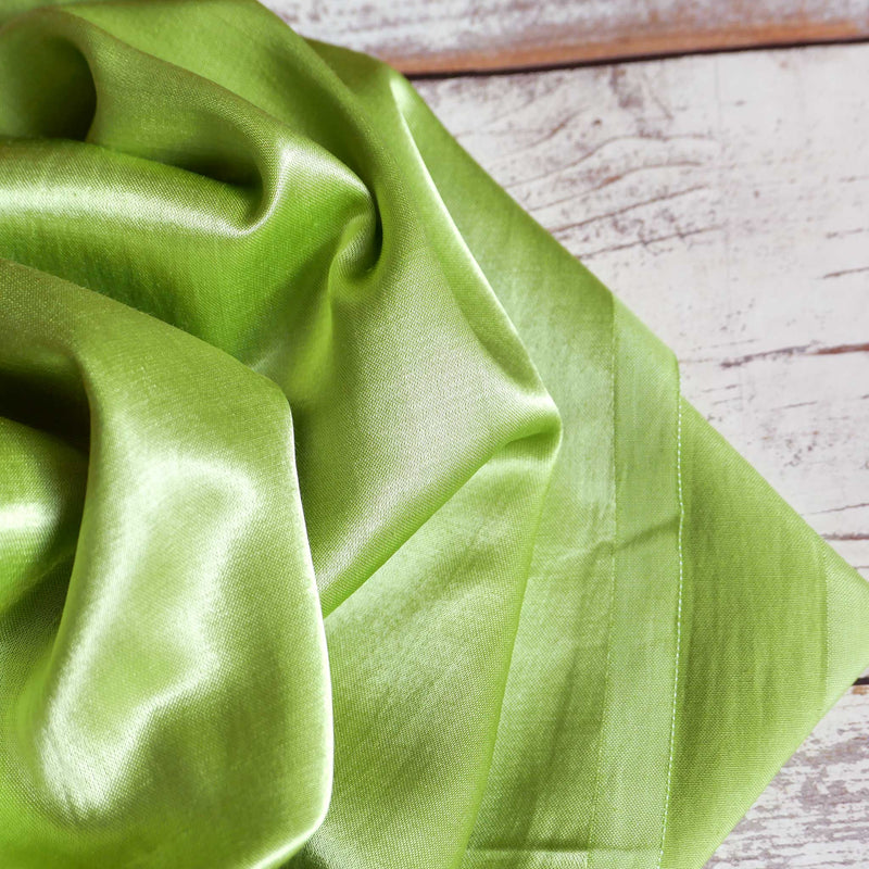 Apple Green Viscose Satin Fabric | Cloth House Cloth House Apple Green Viscose Satin Fabric | Cloth House Cloth House