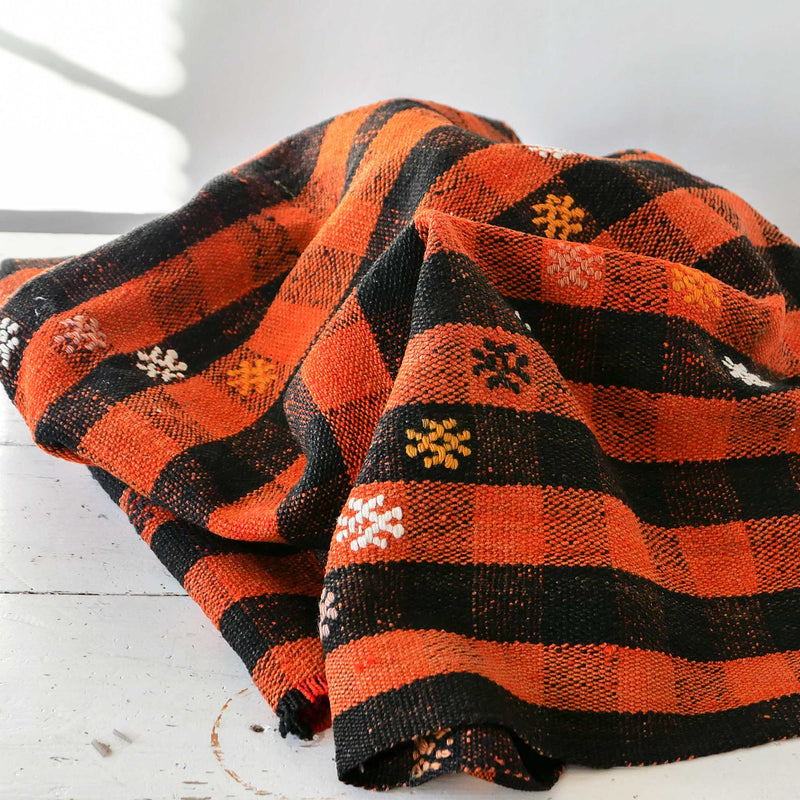 Orange & Black Vintage Wool Rug | Cloth House • Cloth House