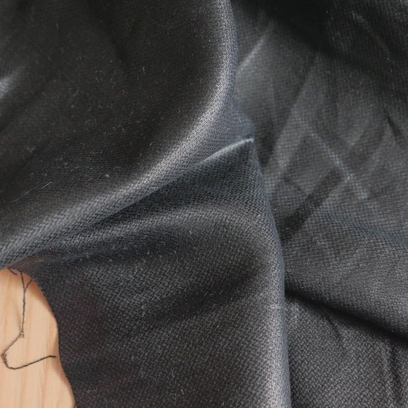 Black fabric with a shiney finish. 