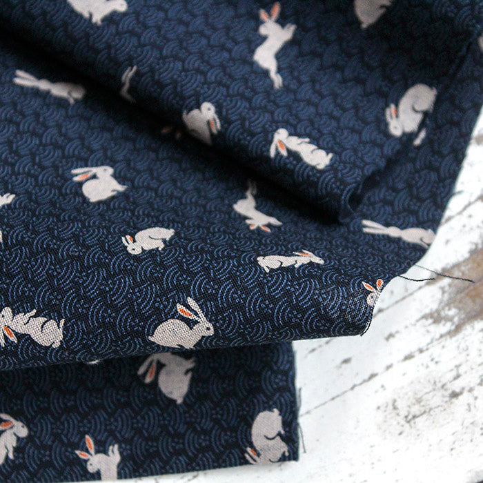Blue Rabbit Print Cotton Fabric | Cloth House • Cloth House