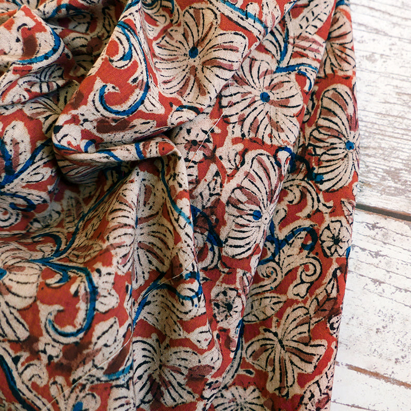 Red Floral Block Print Cotton Fabric Cloth House Cloth House red-floral-block-print-cotton-fabric-cloth-house-cloth-house