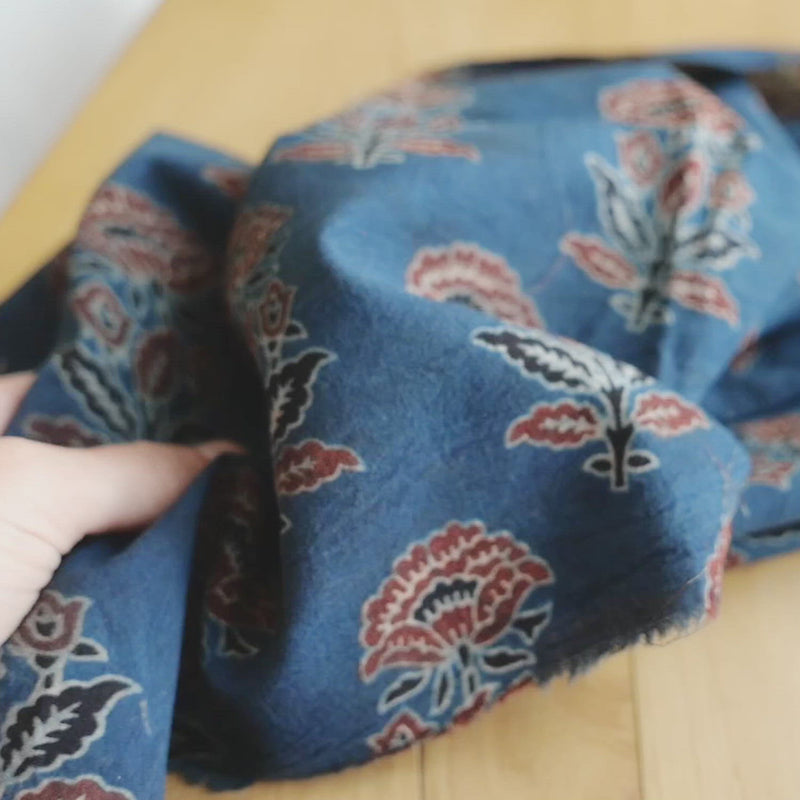 Blue Poppy Print Cotton Fabric | Cloth House • Cloth House