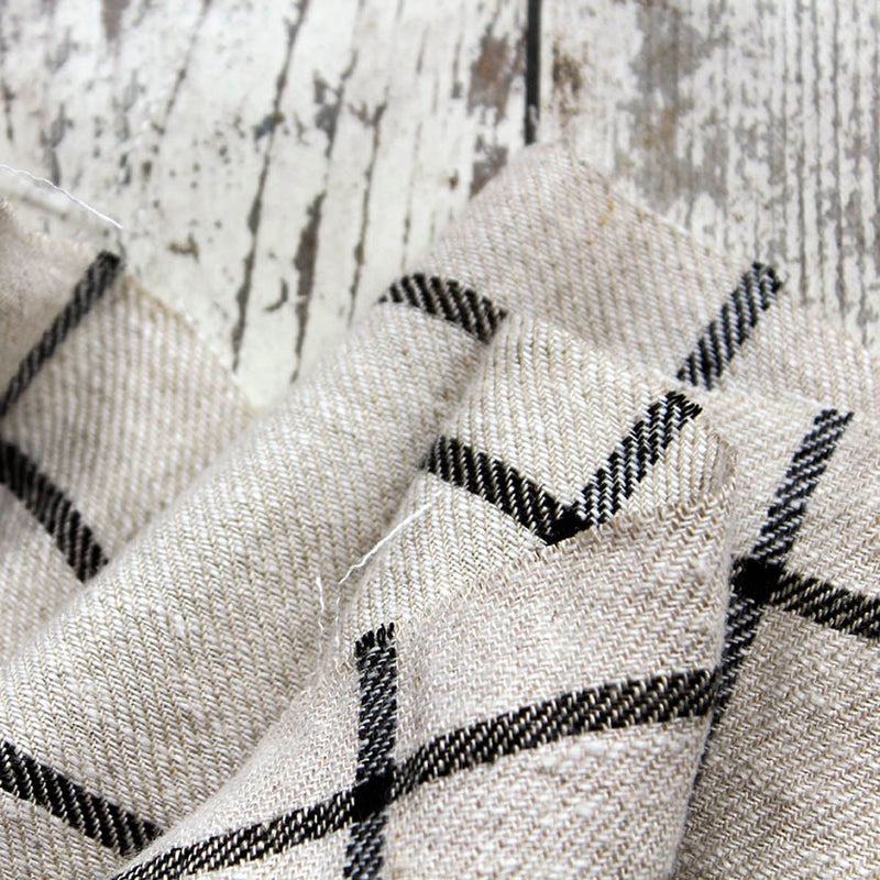 Checked Linen Pattern Natural & Black Checked Linen Fabric | Cloth House • Cloth House