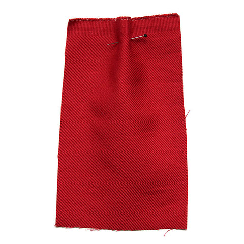 Red cotton drill fabric with a sheen.