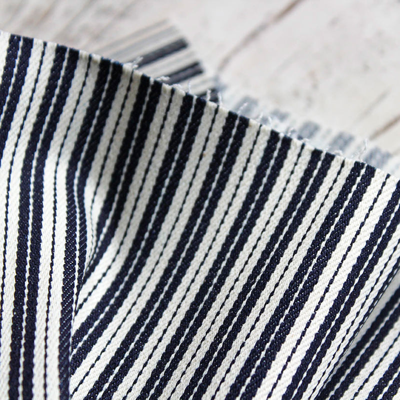 Blue White Stripe Stretch Denim Fabric Cloth House Cloth House