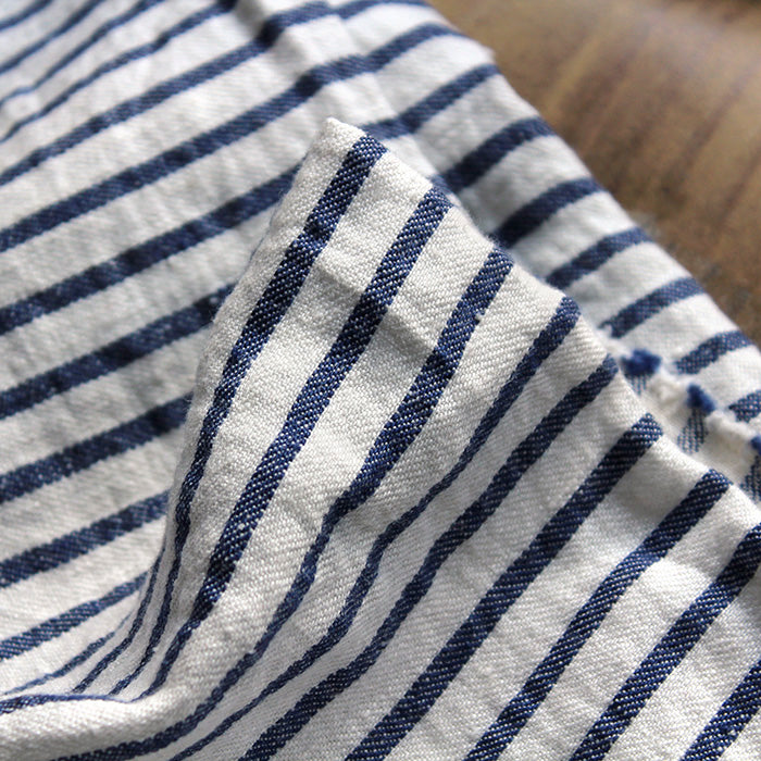 Blue & White Striped Linen Fabric